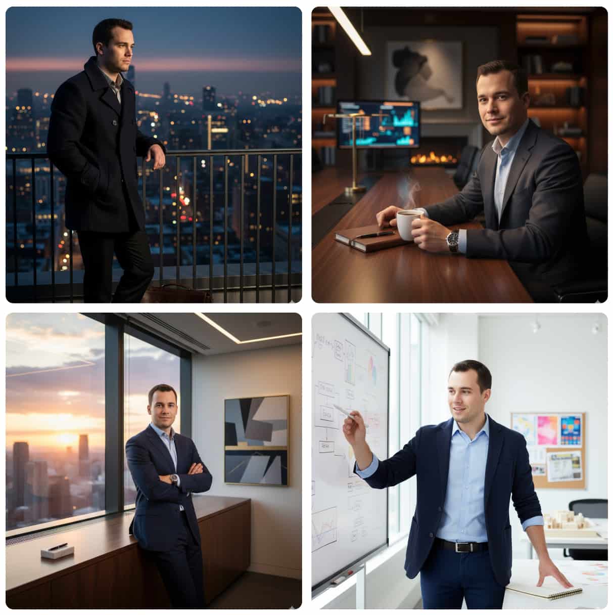 A collage of professional AI-generated headshots.