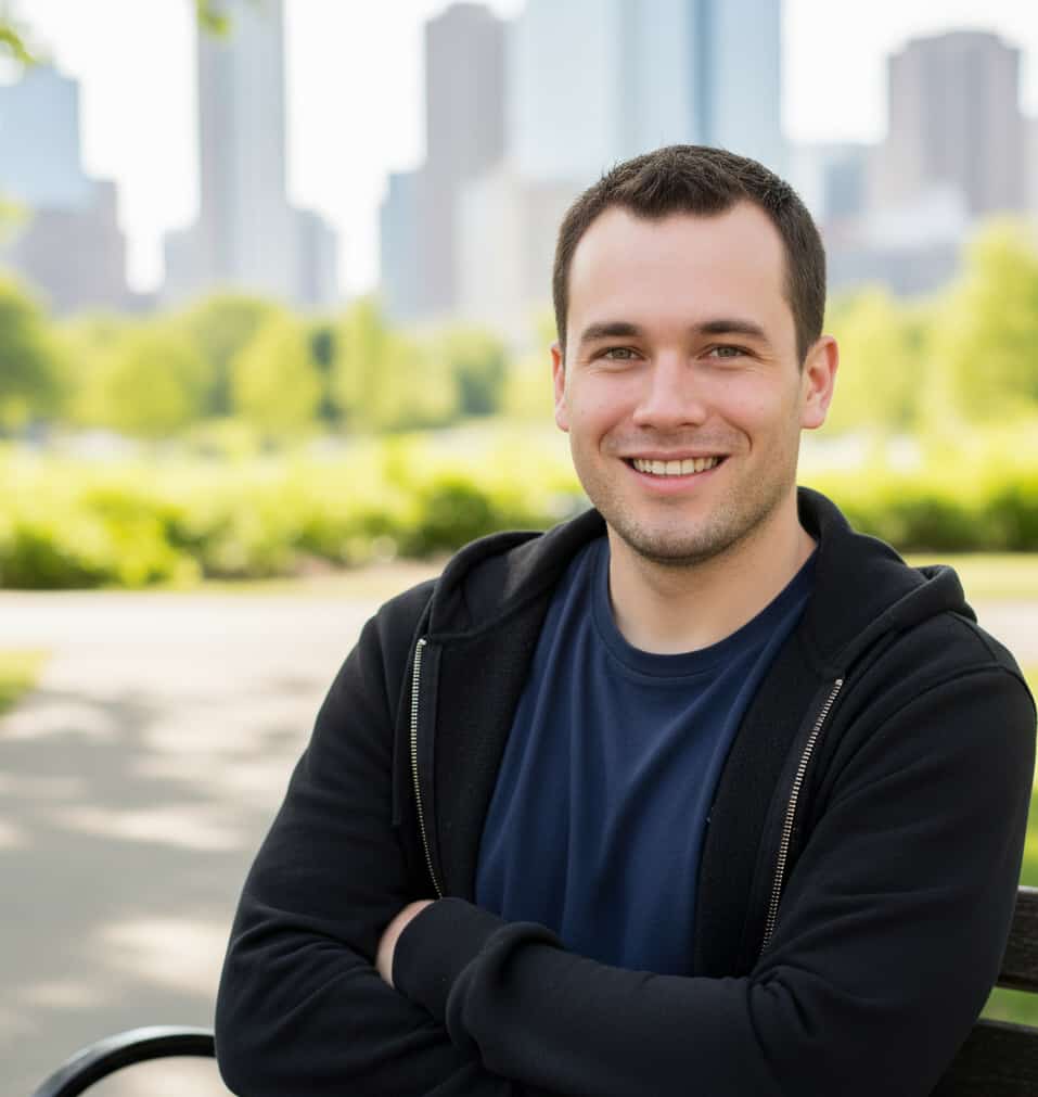 Original Jonas portrait used to generate business headshot variations.