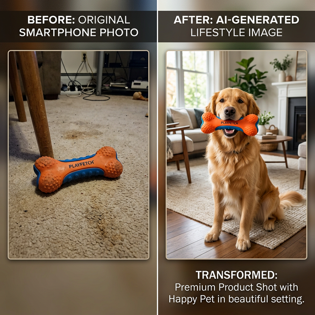AI pet product photography showing variation results.